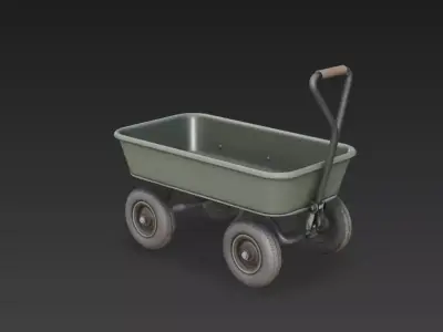 Heavy Duty Garden Utility Wagon Metal Cart PBR 3D model