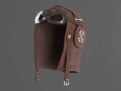 WWII Aviator goggles and hat 3D model