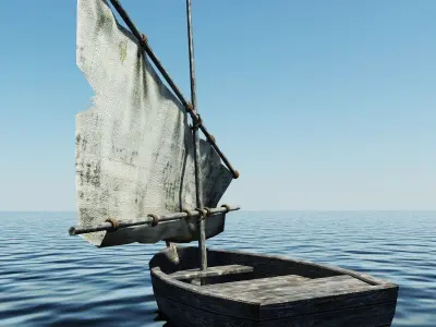 Old Sailing Boat Low-poly 3D model