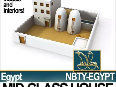 Ancient Egyptian Middle Class Complete House and Set Inter 3D model