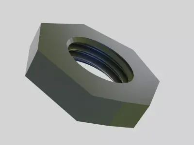  Industrial Hex Nut High Poly 3D Model Low-poly 3D model
