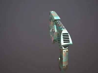 Blaster gun with characters Free 3D model