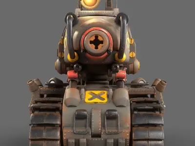 Tank 3d modeling  texturing Low-poly 3D model