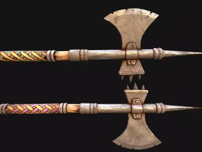 Medieval Weapons Halberd Polearm Axe Low-poly 3D model