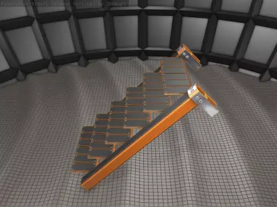 Sci-Fi Stairs - 14 - Orange Version Low-poly 3D model
