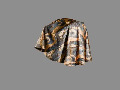 Oriental Velvet Fabric Seamless Material Oriental Blue Texture