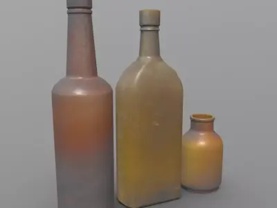 Bottles 2 vintage Low-poly 3D model