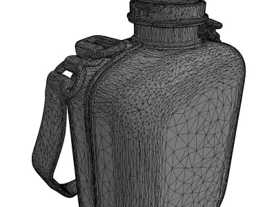 Vintage Metal Canteen with Strap Low-poly 3D model