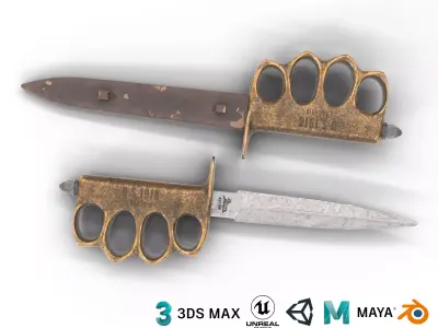 Trench Knife MK1 1918 Low-poly 3D model
