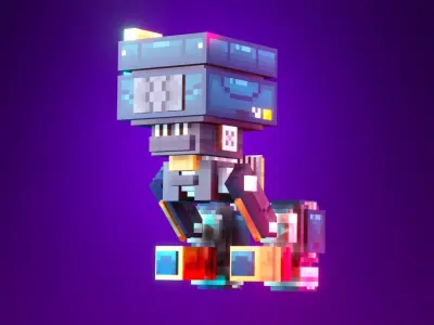Low-Poly Pixel Art Drone Low-poly 3D model
