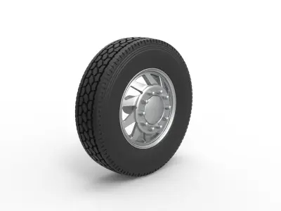 Front custom wheel of semi truck Version 7 Scale 1 to 25 3D print model