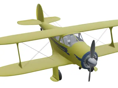 Beechcraft Model 17 Staggerwing Low-poly 3D model purchase