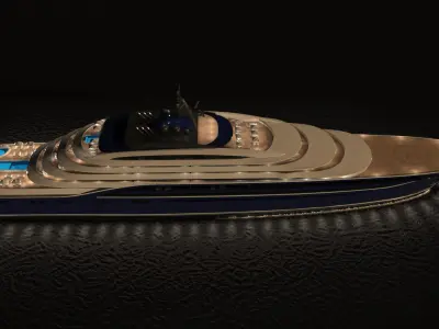 Somnio Superyacht Night Scene 3D model