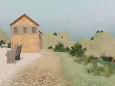 Island Castle Village 3D model