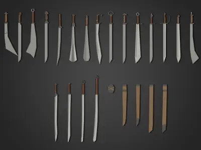 Low Poly Cleaver Pack 1 Low-poly 3D model