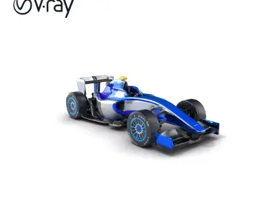 Neon Blue Formula  Vehicle Model Pack Low-poly 3D model
