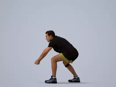 00510Gael008 - Adult Caucasian man crouching in athletic 3D model