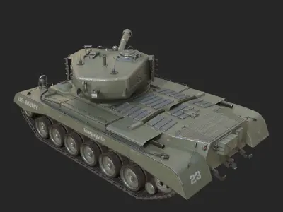 USA Army M46 Patton medium tank in Korean War Low-poly 3D model