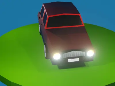 Cartoon Low Poly Car 01 - Hatchback Low-poly 3D model Free low-poly 3D model
