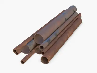 Steel Rusted Pipes Low-poly 3D model