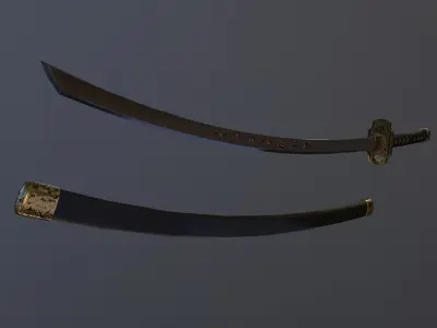 Katana - model and textures Free low-poly 3D model