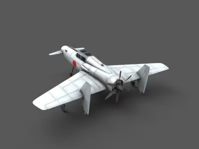 Canard Fighter Airplane Blue Low-poly 3D model