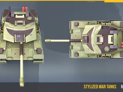 Stylized Tank M60T Sabra Low-poly 3D model