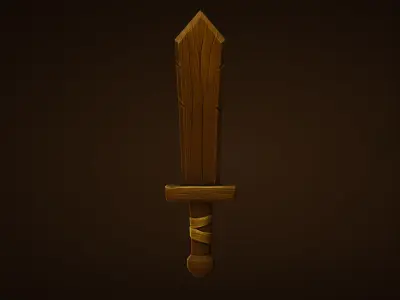 Wooden Sword - Game Ready Weapon Free low-poly 3D model