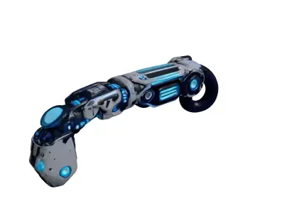 Futuristic Cybernetic Arm Blue Nodes 3D model