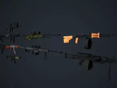 Weapons Pack Low Poly Mobile Ready Low-poly 3D model