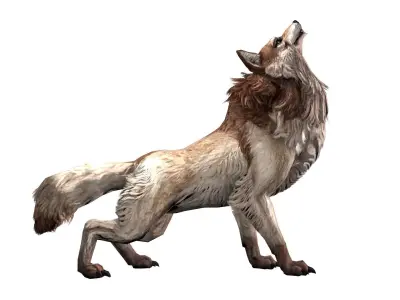 Wolf rigged and animated Low-poly 3D model