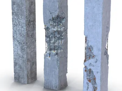Concrete Pillars Set 3D model