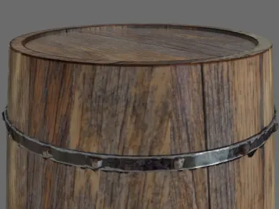Medieval wooden oil barrel Free low-poly 3D model