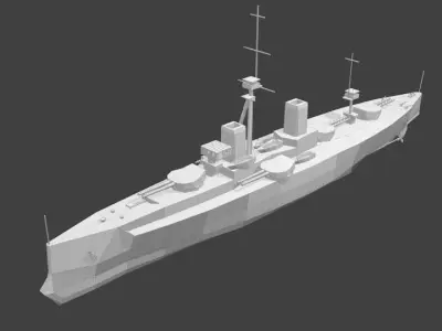 Polygonal Classic Warships Low-poly 3D model