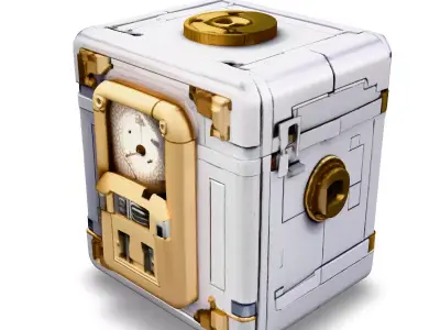 SciFi Safe Box with Clock Low-poly 3D model