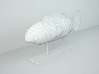 African wooden fish 2 3D model