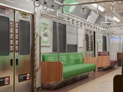 Train Indonesia Interior Low-poly 3D model