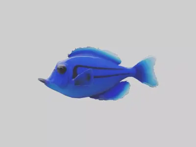 Blue Tang Fish statue model Low-poly 3D model