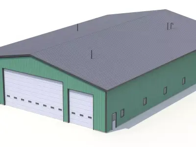 Industrial Building 56 Green Low-poly 3D model