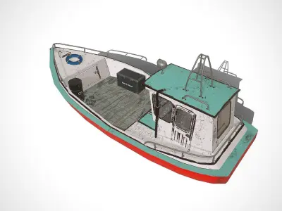 Old Boat Low-poly PBR Low-poly 3D model
