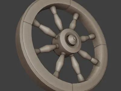 Wooden Wagon Wheel 3D model