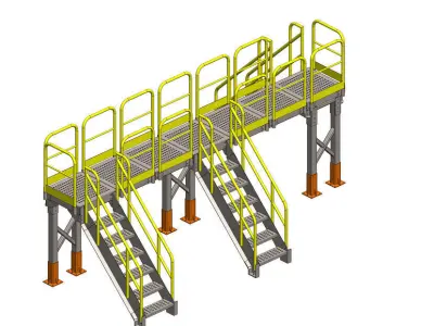Escadas de cruzamento de esteiras Low-poly 3D model