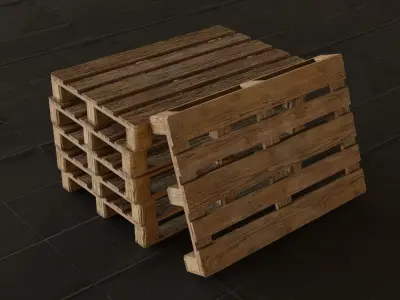 wooden pallet pack Low-poly 3D model