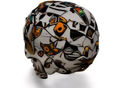 Cyberpunk Robotic Skull HighDetail Model Low-poly 3D model