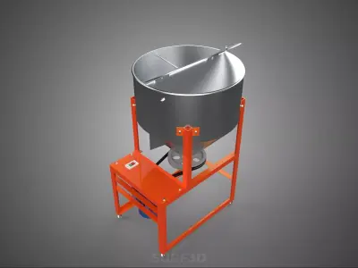 ELECTRIC BUCKET VERTICAL AUGER SCREW MIXER BLENDER MACHINE GRAIN 3D model