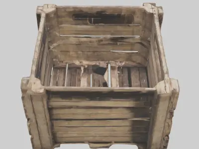 Dilapidated Wooden Crate Model Low-poly 3D model