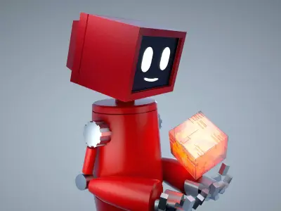 Cartoon Robot scifi machine android Core cube future power 3D model