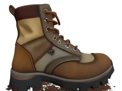Realistic Hiking Work Boot 3D Model Low-poly 3D model