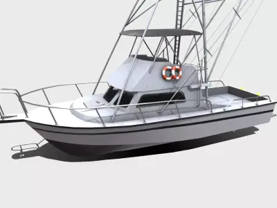 Sports Fishing Boat Low-Poly PBR Low-poly 3D model
