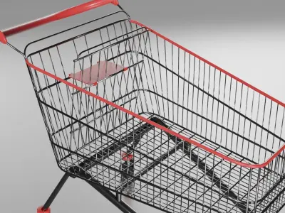supermarket trolley Low-poly 3D model